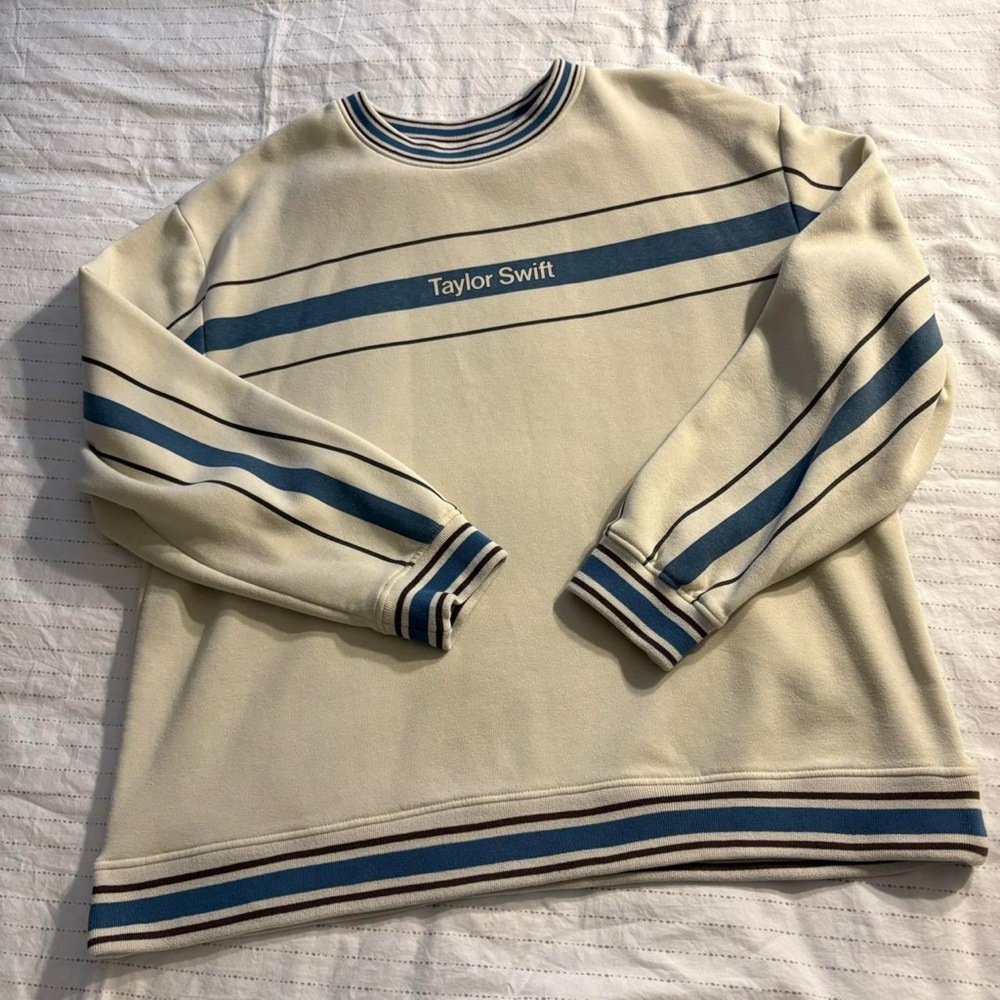 Taylor Swift Midnights striped crewneck sweater. Size XL
